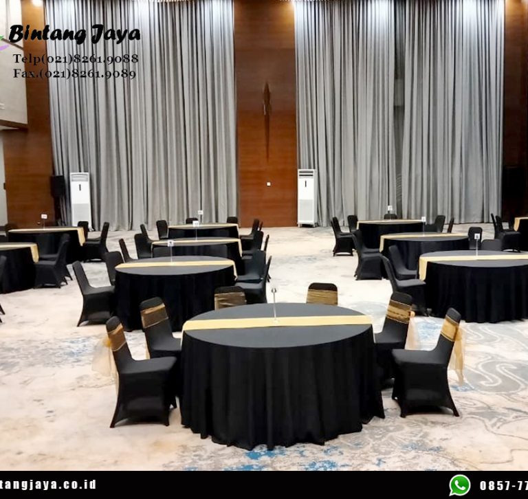 Sewa Meja Bundar Besar Cover Hitam Jakarta