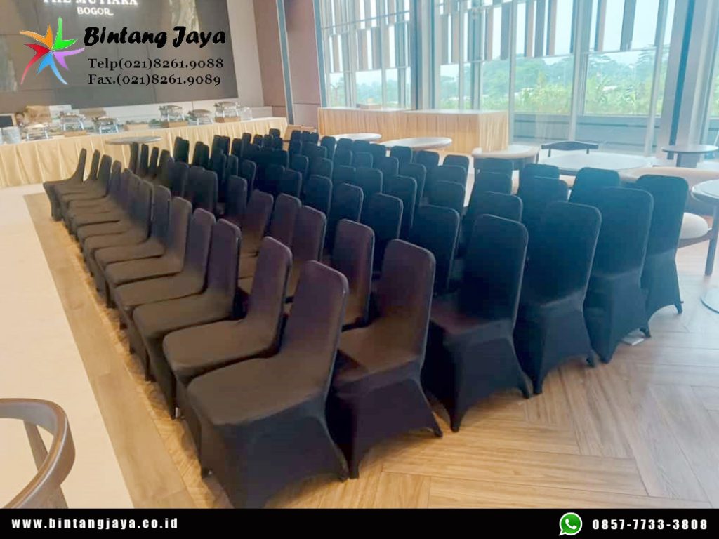 Layanan Sewa Kursi Susun Stainles Cover Ketat Hitam Bogor