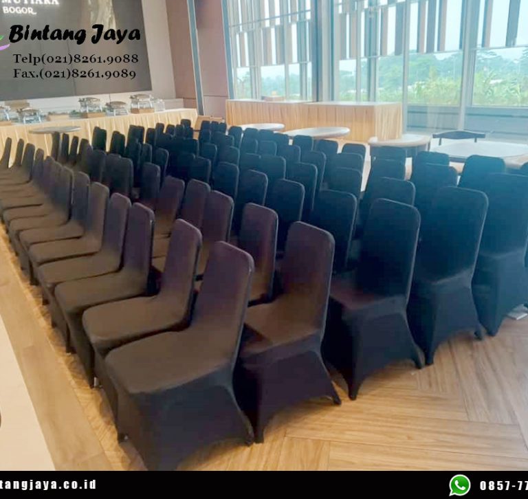 Layanan Sewa Kursi Susun Stainles Cover Ketat Hitam Bogor