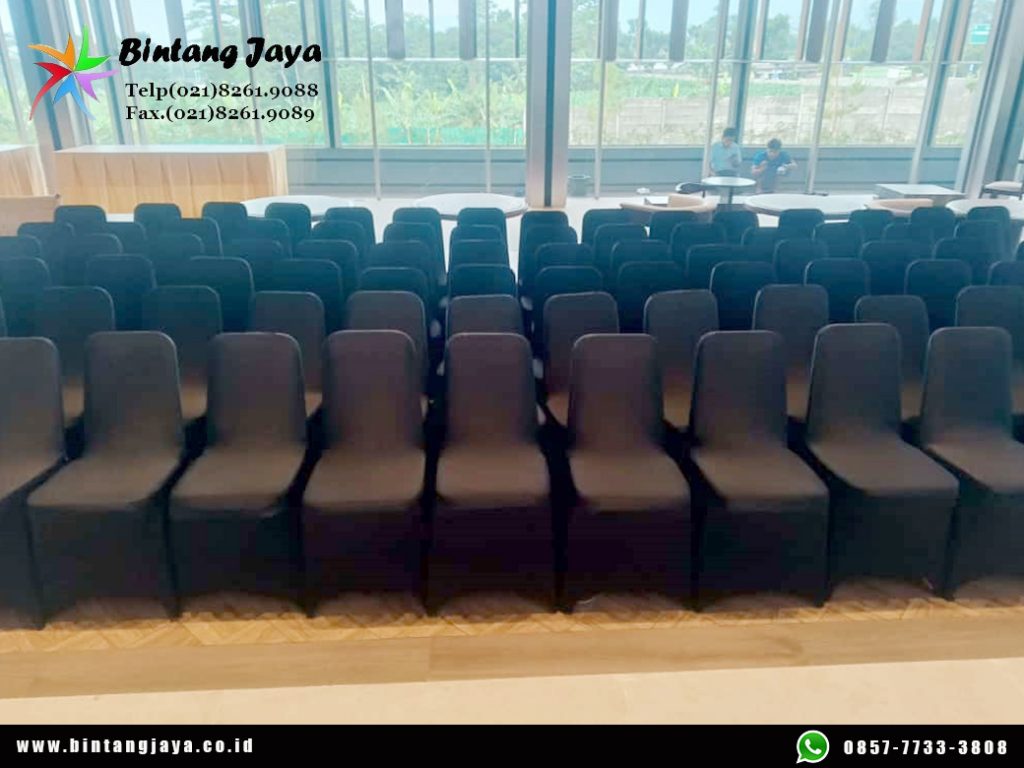 Layanan Sewa Kursi Susun Stainles Cover Ketat Hitam Bogor