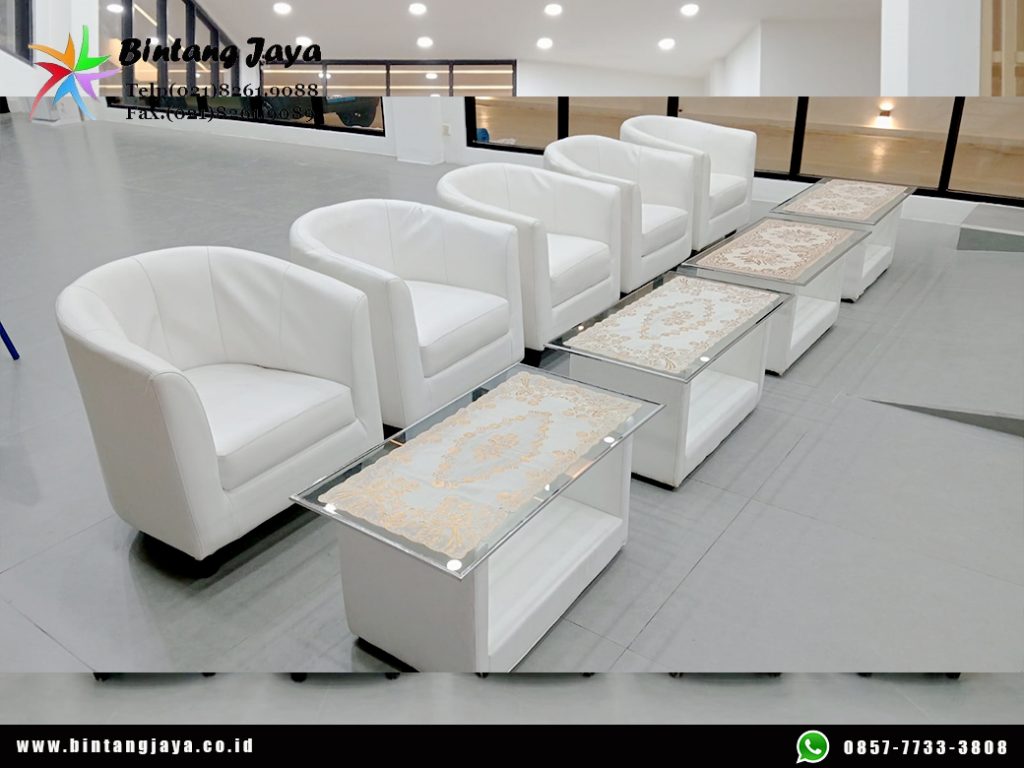 Vendor Sewa Sofa Desain Oval Warna Putih Tangerang
