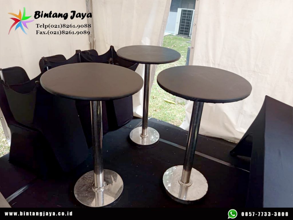 Sewa Meja Barstool Cover Ketat Putih Event Jakarta