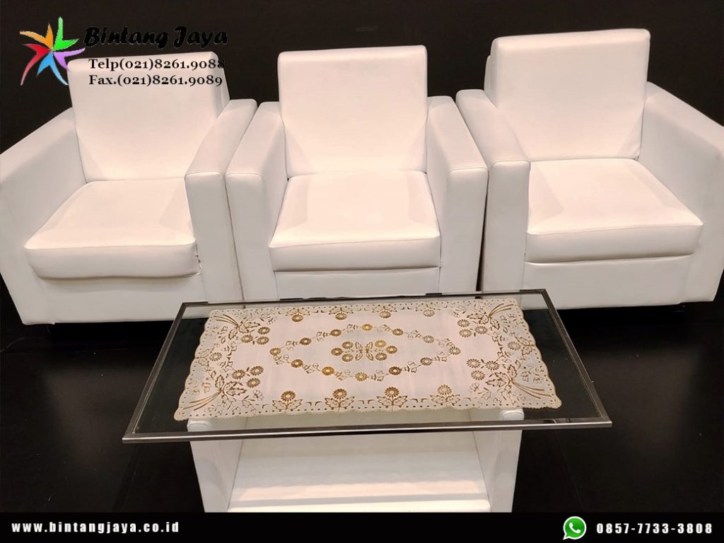 Sewa Sofa Putih dan Meja VIP Kaca Tangsel