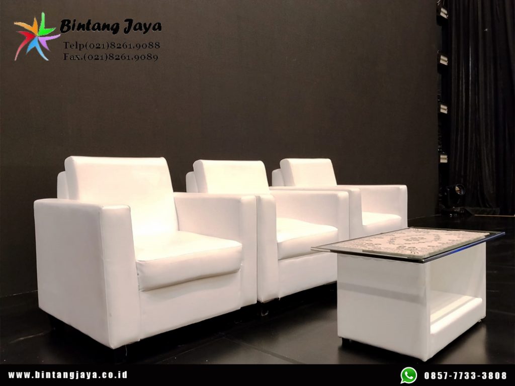 Sewa Sofa Putih dan Meja VIP Kaca Tangsel