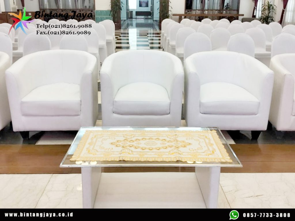 Rental Meja Kaca VIP dan Sofa Oval Event Bappenas Taman Suropati