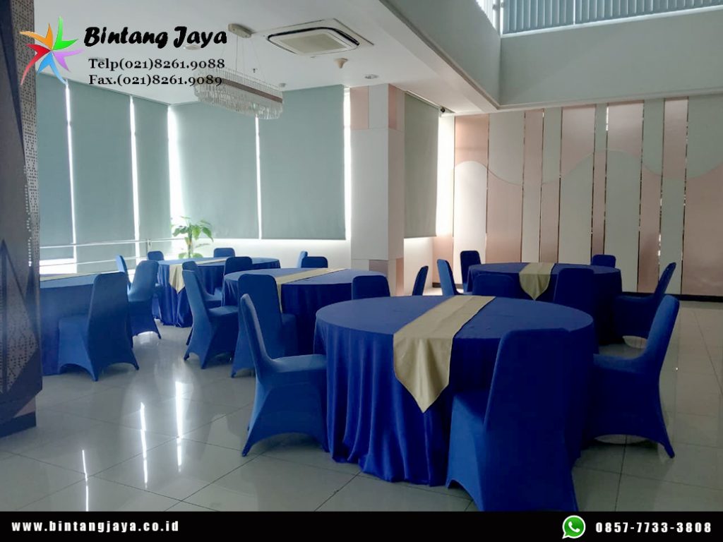 Sewa Meja Kursi Cover Biru Jakarta