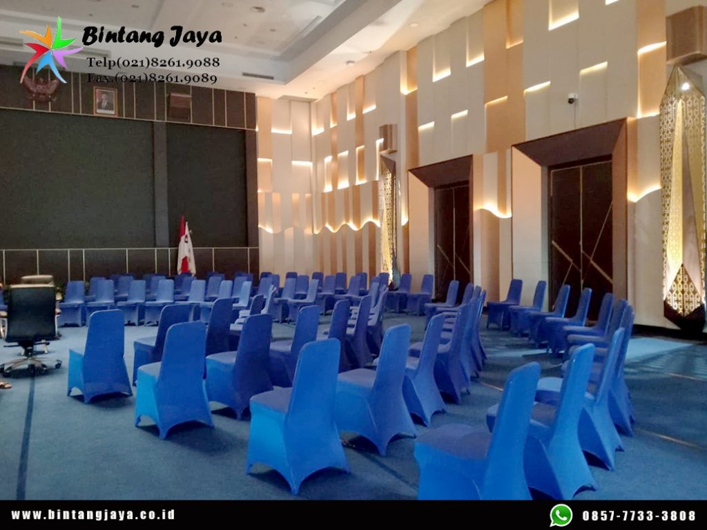 Sewa Meja Kursi Cover Biru Jakarta