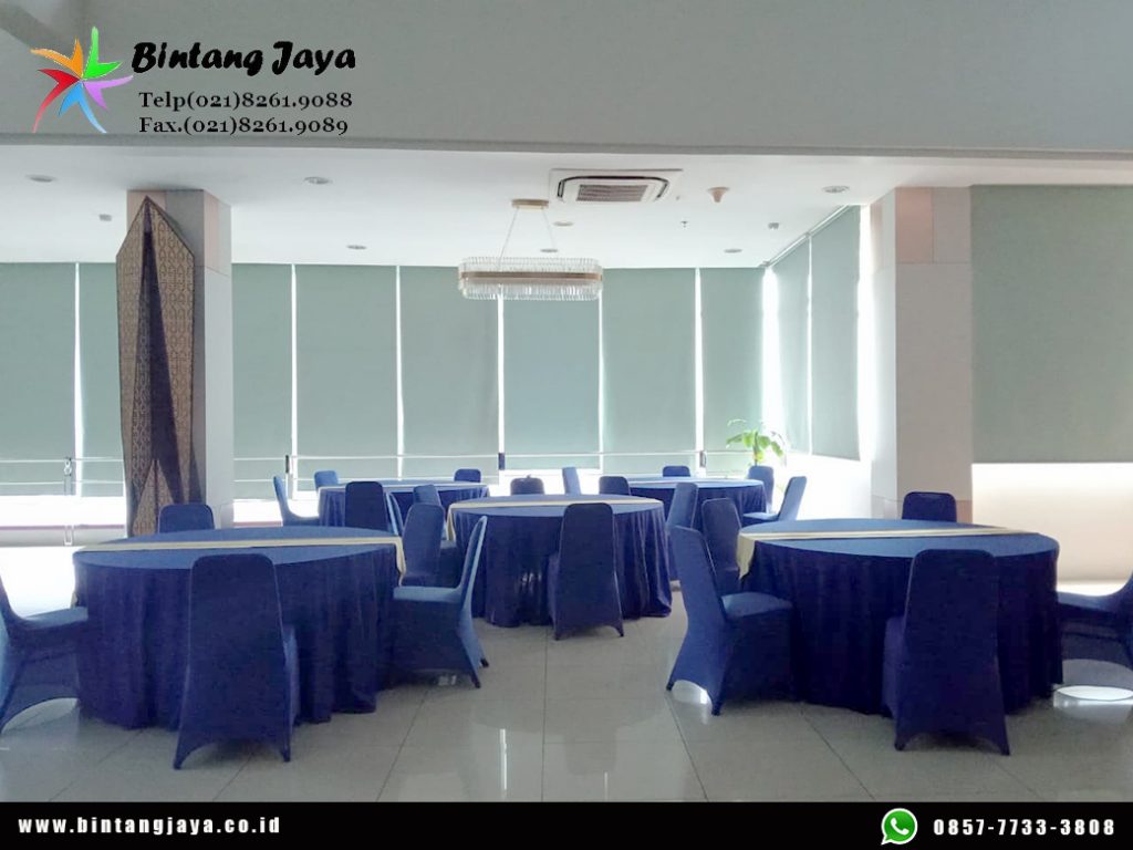 Sewa Meja Kursi Cover Biru Jakarta