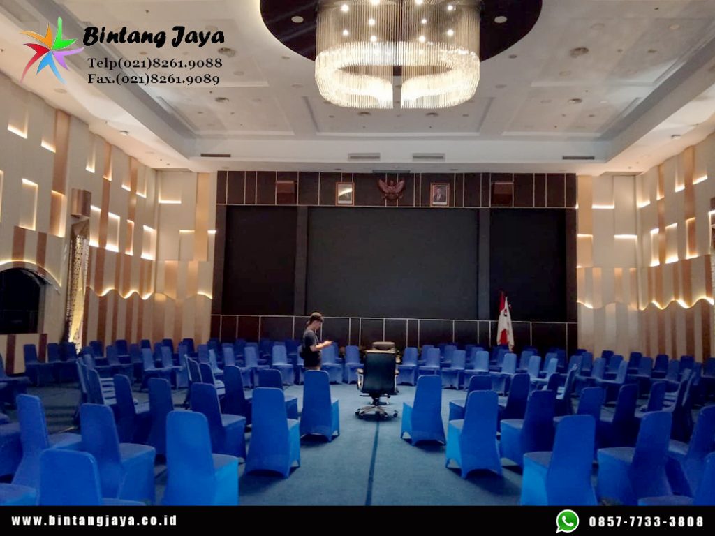 Sewa Meja Kursi Cover Biru Jakarta