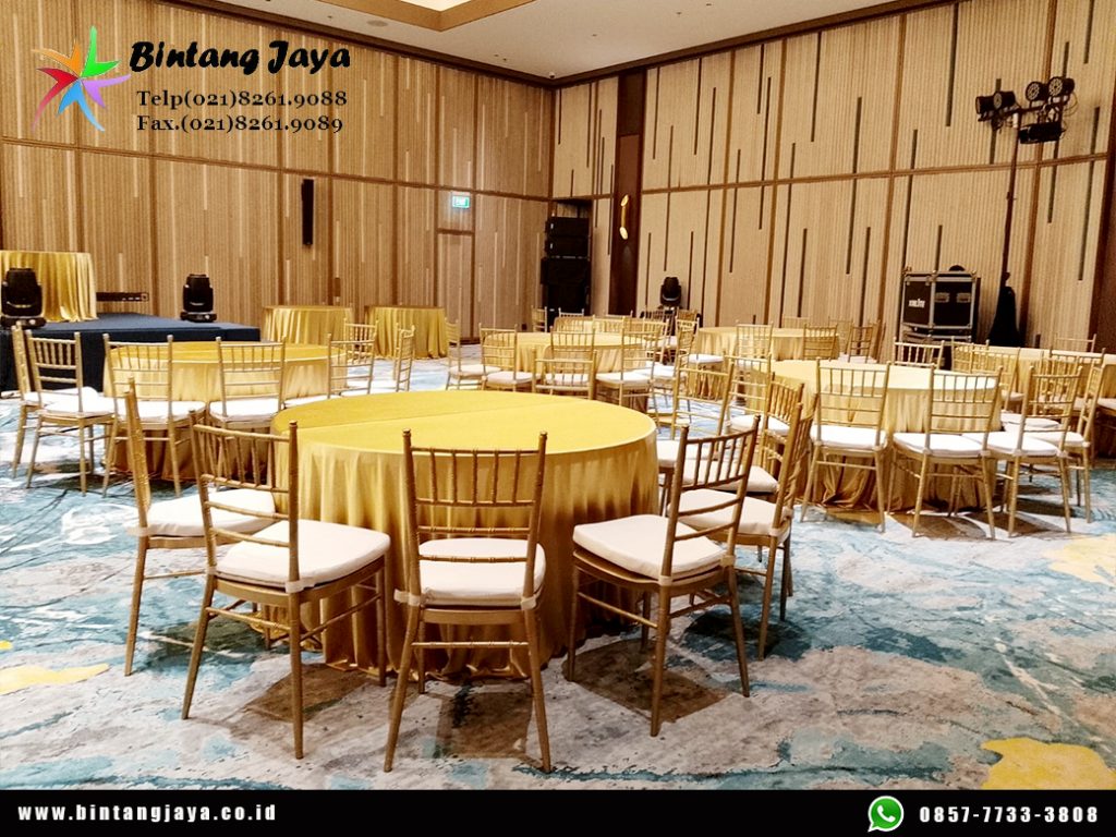 Sewa Kursi Tiffany Gold untuk Area VIP, Dining, Gathering, dan Corporate Event Premium