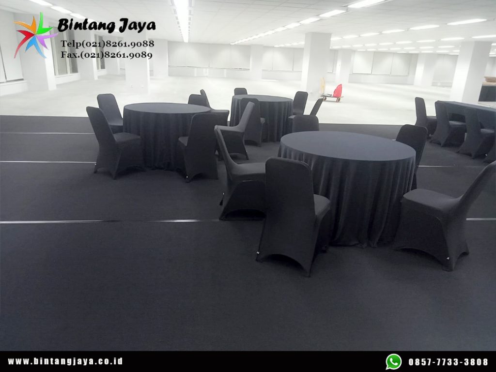 Sewa Karpet Hitam, Round Table, Kursi, Meja Cover Hitam Jakarta