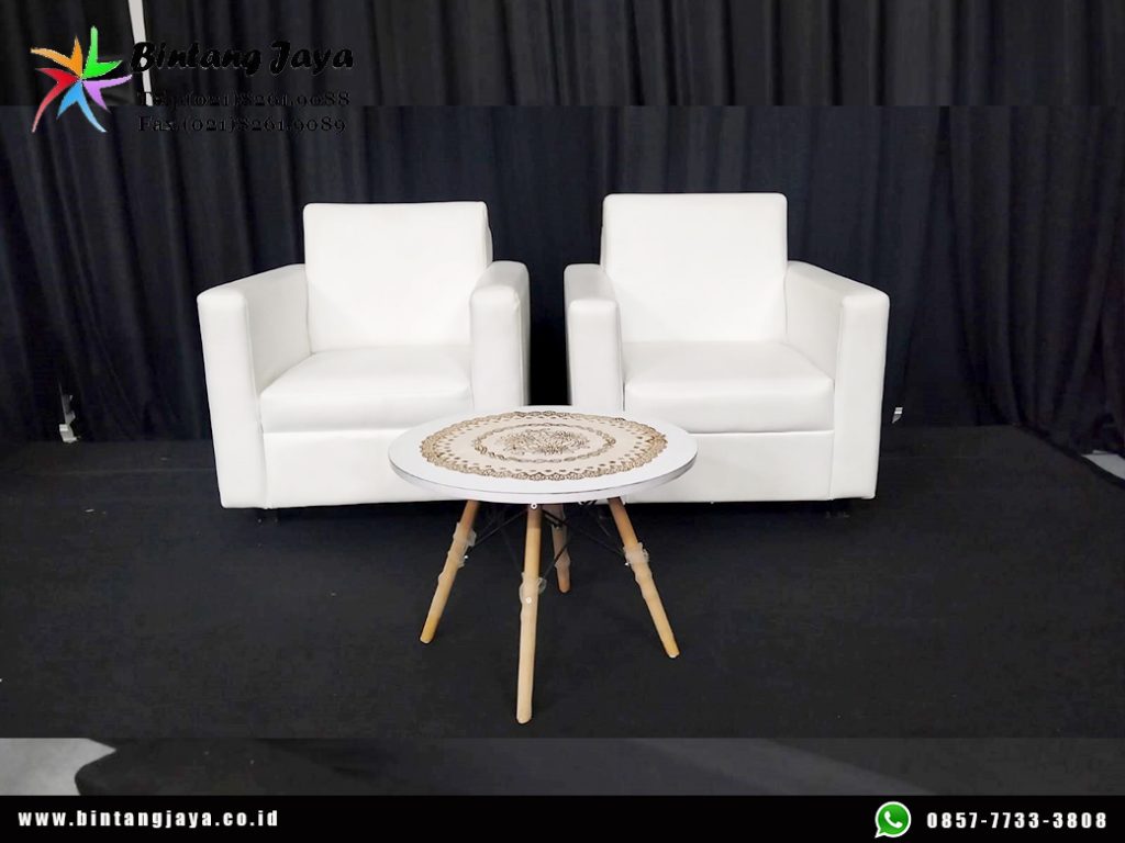 Sewa Meja Dirmy dan Sofa Single Putih Type Kotak Jakarta untuk Event Elegan