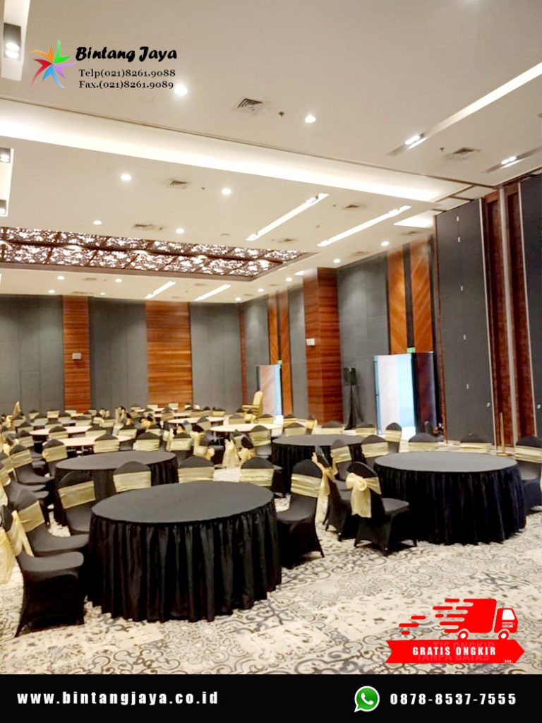 Rental Round Table, Cover Kursi Hitam Ketat Jakarta untuk Event Elegan
