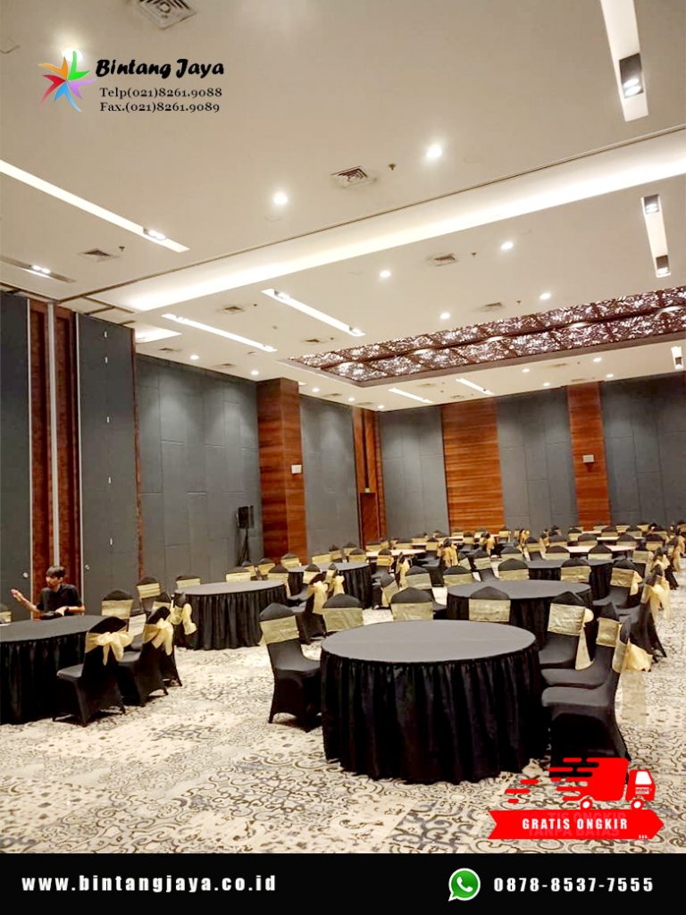 Rental Round Table, Cover Kursi Hitam Ketat Jakarta untuk Event Elegan
