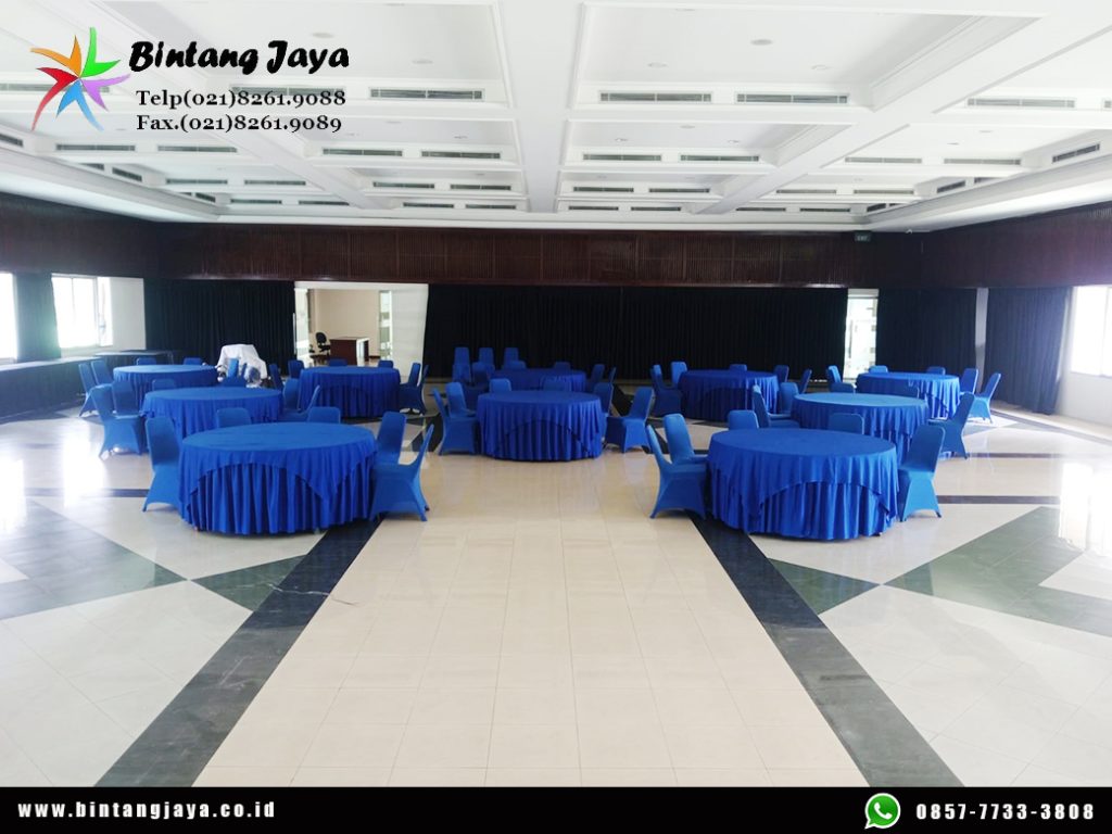 Rental Meja Bulat Skirting Dongker Jakarta 085777333808
