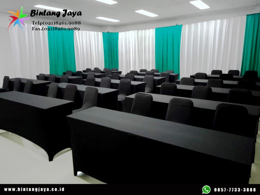 Rental Meja IBM Cover Ketat Hitam Jakarta untuk Seminar, Pameran & Corporate Event 085777333808