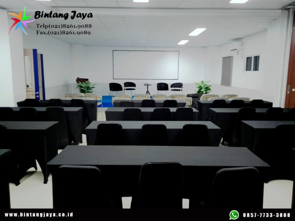 Rental Meja IBM Cover Ketat Hitam Jakarta untuk Seminar, Pameran & Corporate Event 085777333808