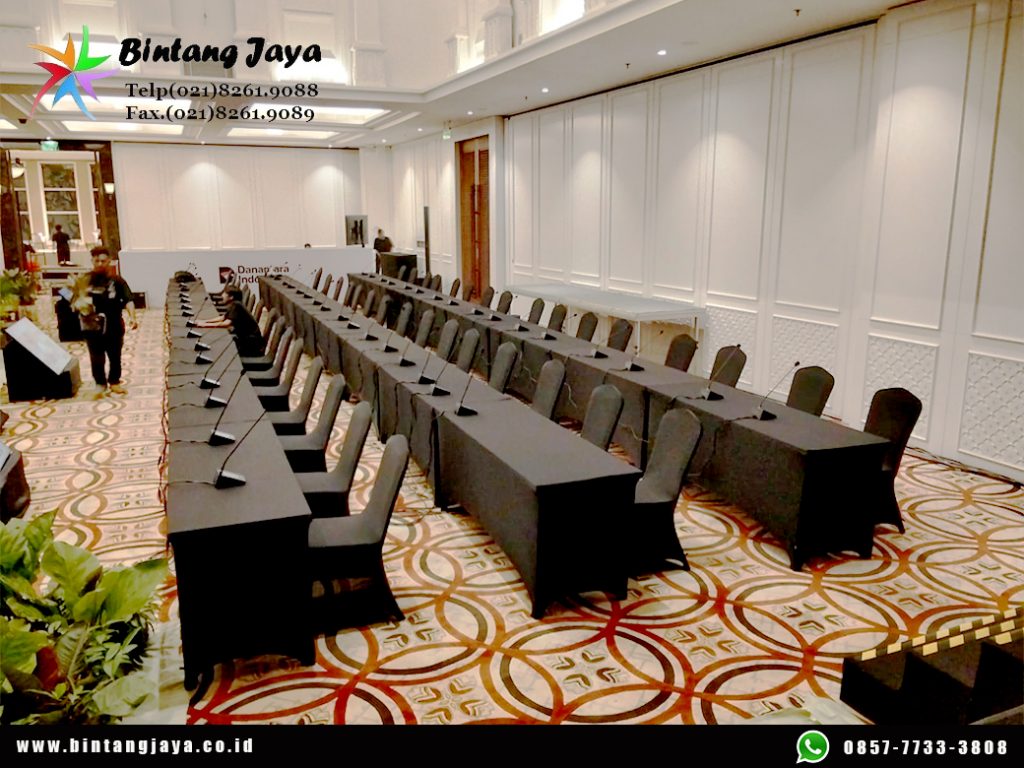Rental Meja Kursi Cover Hitam Event Danantara 087885377555