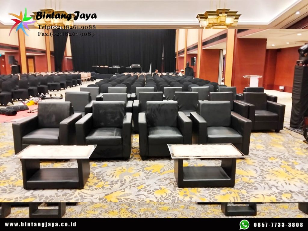 Rental Sofa Hitam Single, Meja Kaca VIP Jakarta 085777333808