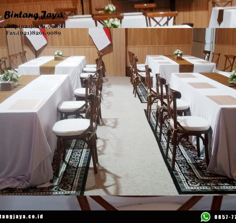 Sewa Kursi CrossBack, Meja Kotak Jakpus 087885377555 untuk Event, Gathering & Jamuan
