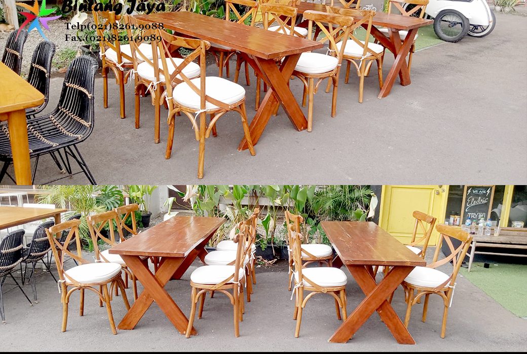 Rental Kursi Silang Kayu Lengkap Busa Empuk Jakarta