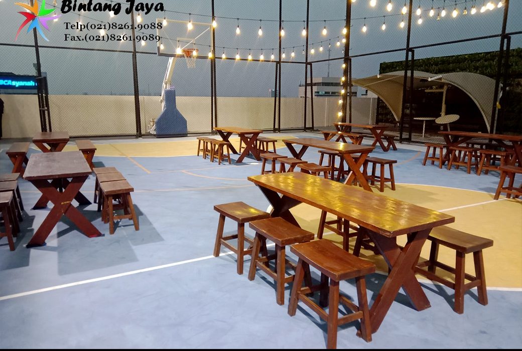 Sewa Meja Taman Kursi Single Kayu Jakarta