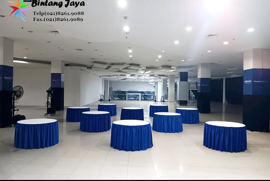 Sewa Round Table Cover Putih Biru Area Terdekat Bekasi