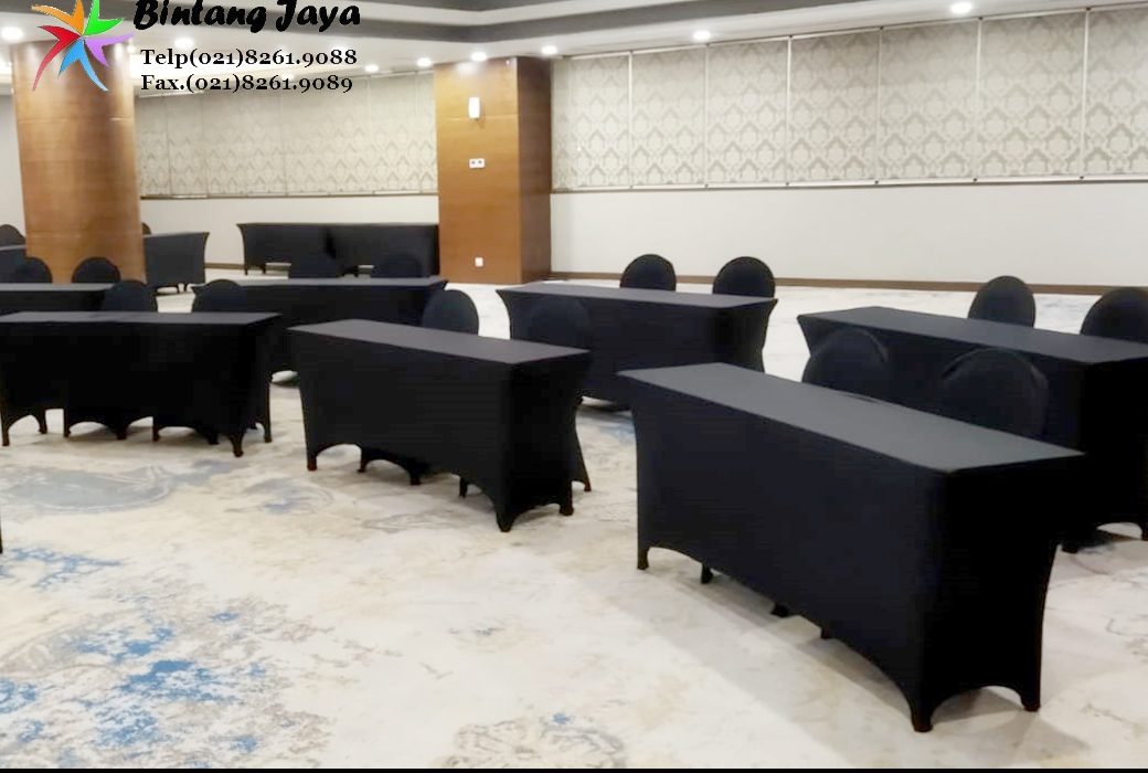 Menyewakan cover atau taplak meja IBM hitam ketat di Jakarta