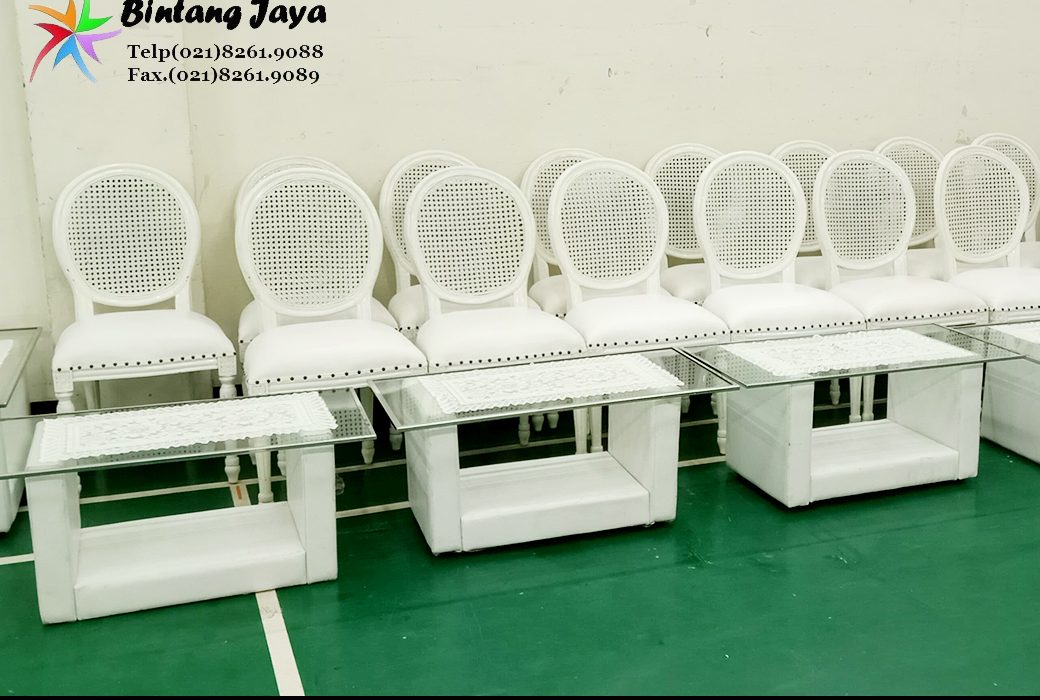 Sewa Meja Kaca VIP warna hitam dan putih Jakarta