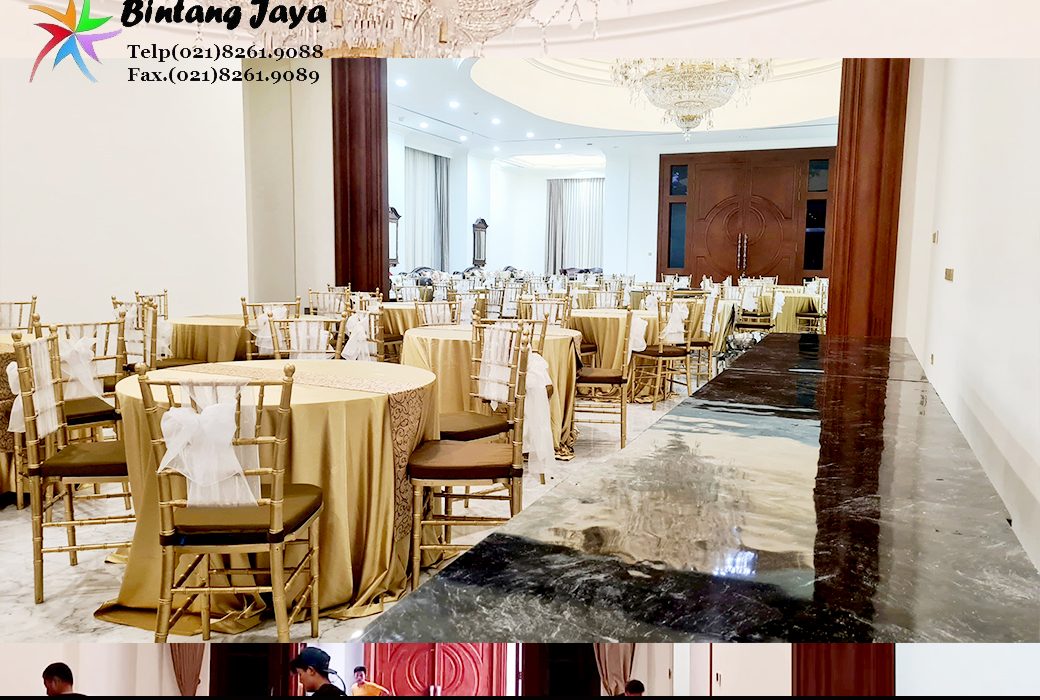 Layanan Sewa Kursi Kayu Type Tiffany Warna Gold di Jakarta