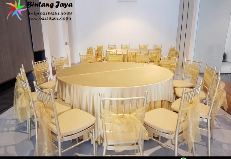 Sewa Meja Bundar Cover Gold di Depok Jabar