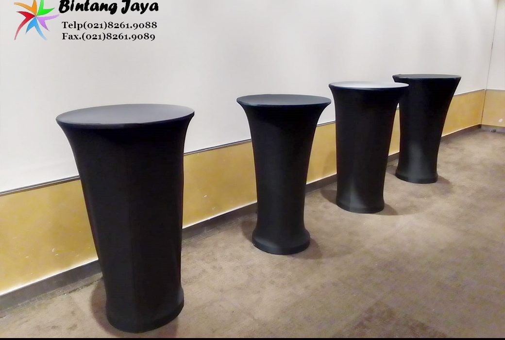 Sewa Meja Barstool Cover Ketat Hitam Eksklusif di Jakarta