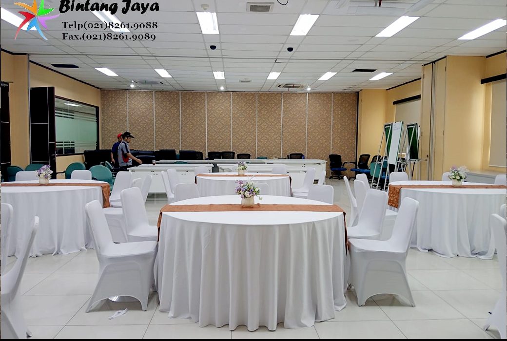 Rental Round Table Taplak Putih Tebar Jakarta
