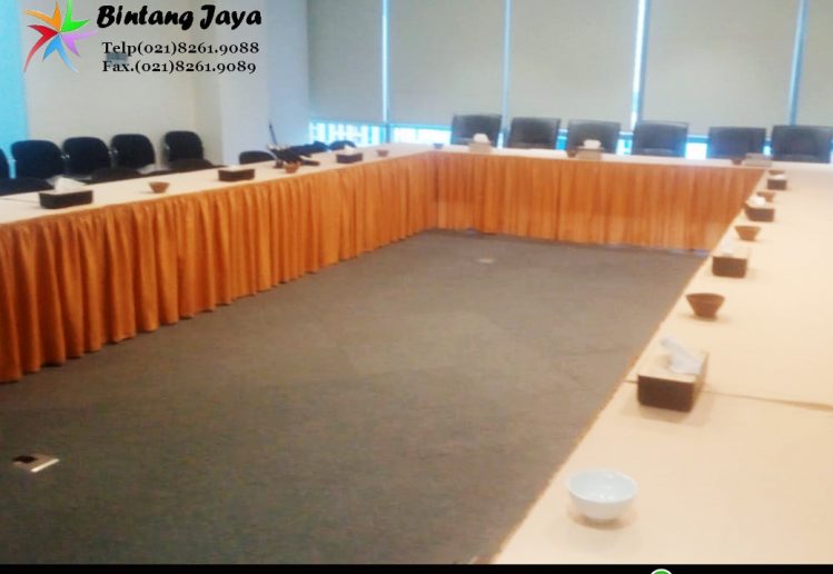 Rental Meja Kotak 120x60cm Cover Gold Casablanca Jakarta