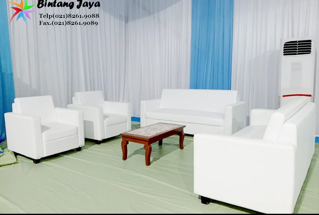 Sewa Sofa Triple Dan single Set meja Kayu VIp Jakarta