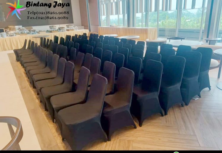 Layanan Sewa Kursi Susun Stainles Cover Ketat Hitam Bogor