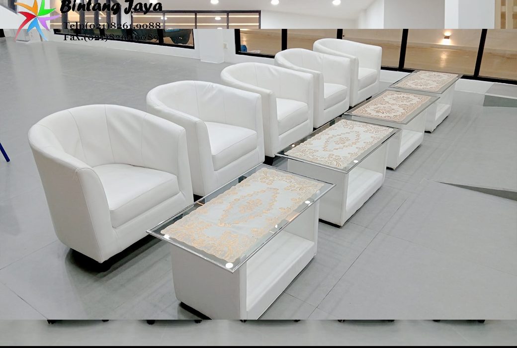 Vendor Sewa Sofa Desain Oval Warna Putih Tangerang