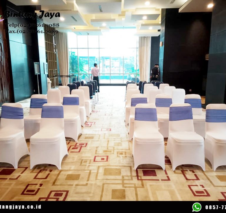 Rental Kursi Futura Cover Putih Pita Biru di Jagakarsa untuk Berbagai Event