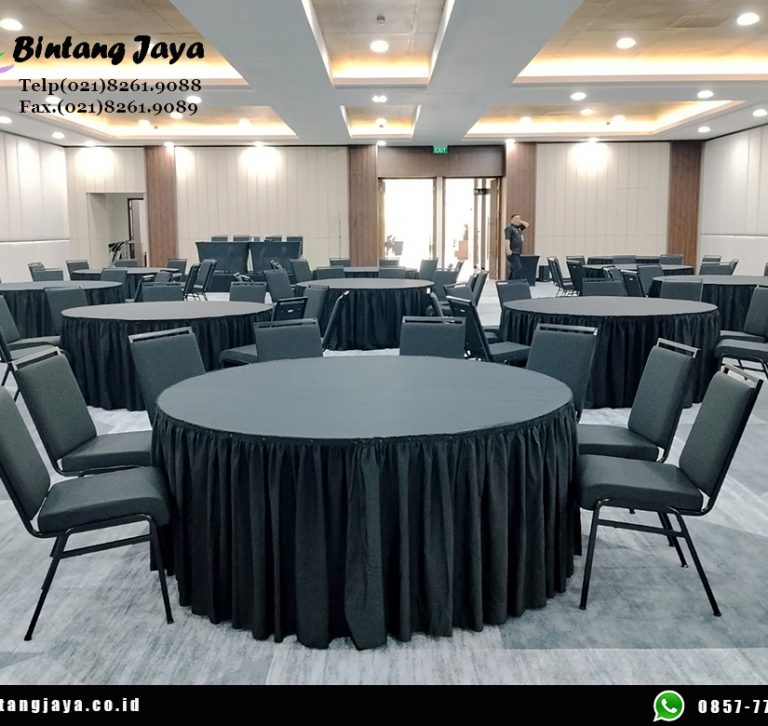 Sewa Meja Bundar Taplak Skirting Hitam Jakarta untuk Tampilan Event Lebih Clean