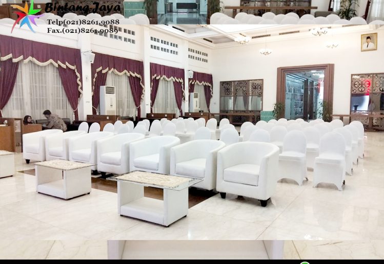 Rental Meja Kaca VIP dan Sofa Oval Event Bappenas Taman Suropati