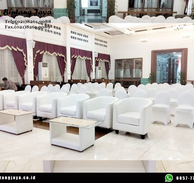 Rental Meja Kaca VIP dan Sofa Oval Event Bappenas Taman Suropati