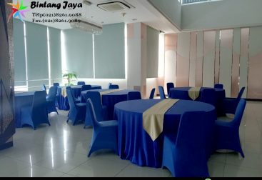Sewa Meja Kursi Cover Biru Jakarta