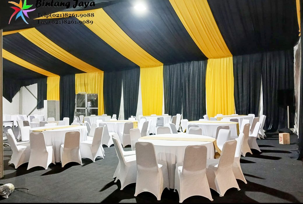 Sewa Meja, Kursi, Tenda Serut Gold Hitam Parkir Timur Senayan Jakpus