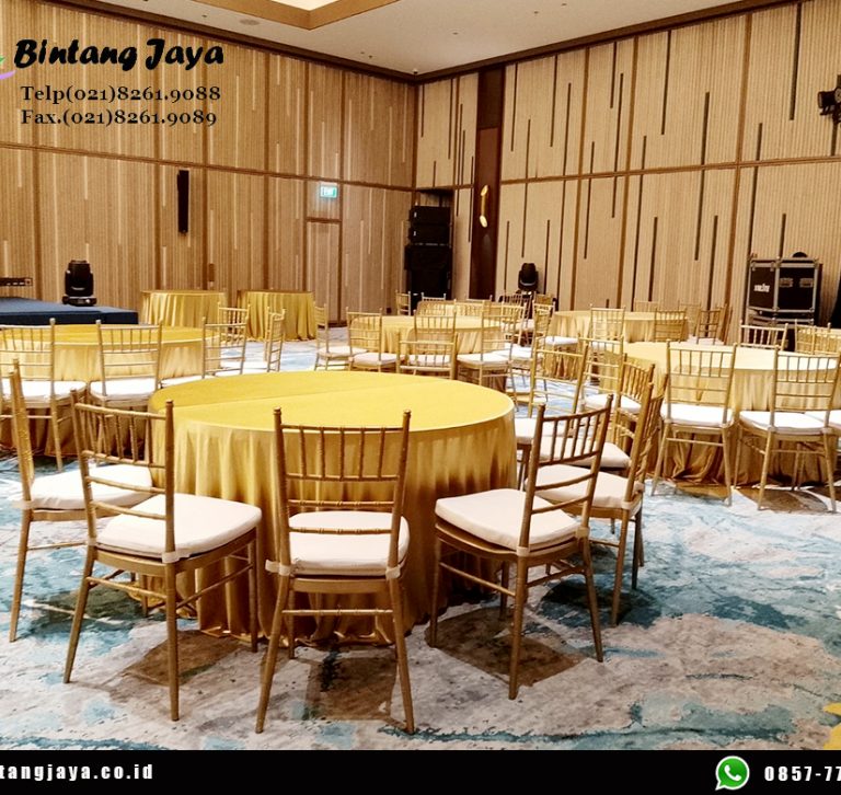 Sewa Kursi Tiffany Gold untuk Area VIP, Dining, Gathering, dan Corporate Event Premium