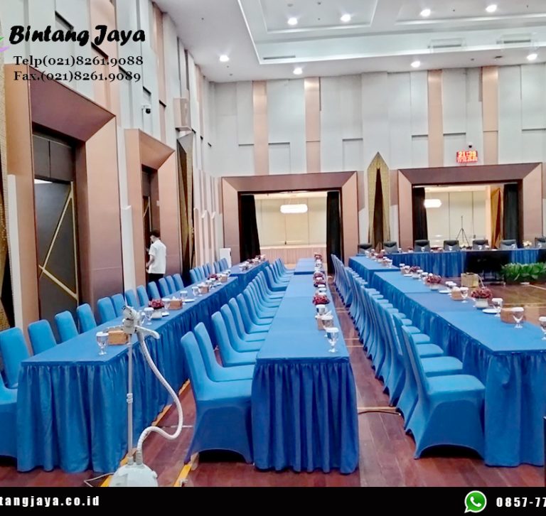 Sewa Meja, Kursi Cover Biru Jakarta untuk Event yang Rapi dan Profesional