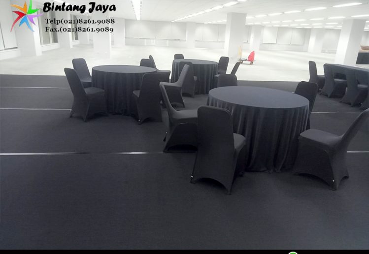 Sewa Karpet Hitam, Round Table, Kursi, Meja Cover Hitam Jakarta
