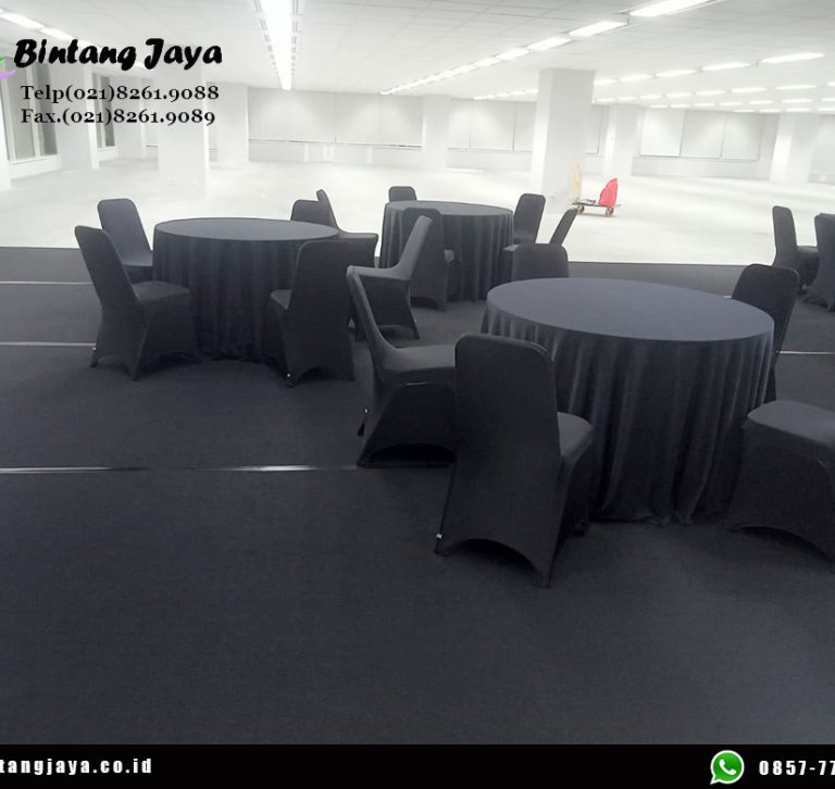 Sewa Karpet Hitam, Round Table, Kursi, Meja Cover Hitam Jakarta