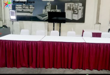 Rental Meja Kotak Taplak Merah Putih Jakarta 085777333808