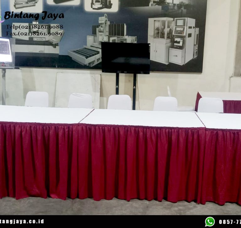 Rental Meja Kotak Taplak Merah Putih Jakarta 085777333808
