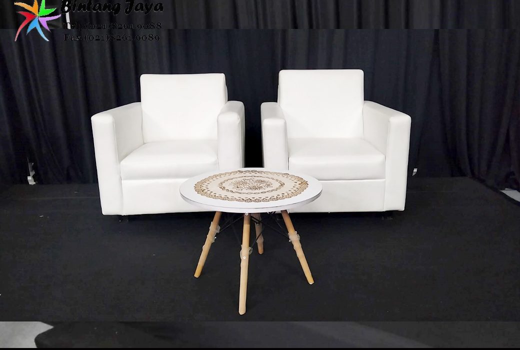 Sewa Meja Dirmy dan Sofa Single Putih Type Kotak Jakarta untuk Event Elegan